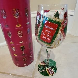 Lolita hand painted Christmas wine glass